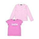 ベベ BeBe テレコカーディガン+半袖ロゴTシャツガールズSET(90~150cm) (ピンク)