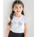 ベベ BeBe シルバースパンコールロゴフリル袖Tシャツ(100~160cm) (ホワイト)