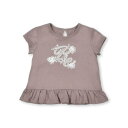 ベベ BeBe 裾フリル天竺フラワーロゴTシャツ(100~150cm) (ベージュ)