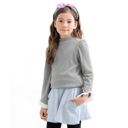 コドモフク ビー 子供服Bee デザイントップス （レース袖×杢グレー）
