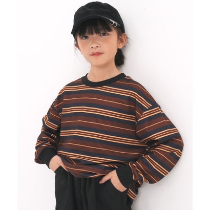コドモフク ビー 子供服Bee マルチボーダートップス （ブラウン地ボーダー）