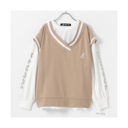 マックハウス Mac-House KANGOL カンゴール ポンチ素材 ベスト長袖Tシャツレイヤードアンサンブル 885304 （ベージュ）
