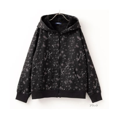 マックハウス Mac-House NAVY ネイビー 温℃ 裏ボア総柄ジップアップパーカー キッズ MAB23359 （ブラック）(4)