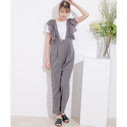 ジャイロ JAYRO スカラップ刺繍サスオールインワン (グレー)