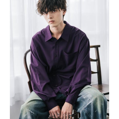 ロッキーモンロー Rocky Monroe 長袖シャツ メンズ レディース レギュラーカラー 無地 ストレッチ オーバーサイズ ビッグシルエット ルーズ ゆったり 伸縮性 カジュアル シンプル オフィス （