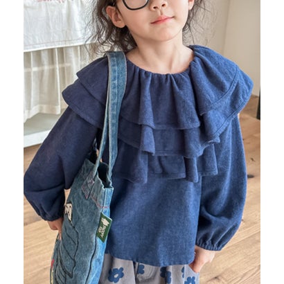 アイモハ aimoha 【aimohaーKIDSー】フリルカラートップス （ネイビー）