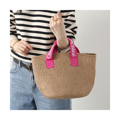 クロエ Chloe Chloe KIDS x Mifuko カゴバッグC20045 ハンドバッグ （49L/PINK-ブラウン＋ピンク）のサムネイル