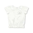 スラップ スリップ SLAP SLIP リボン襟キラキラビジューチェリープリント半袖Tシャツ(80~130cm) (ホワイト)