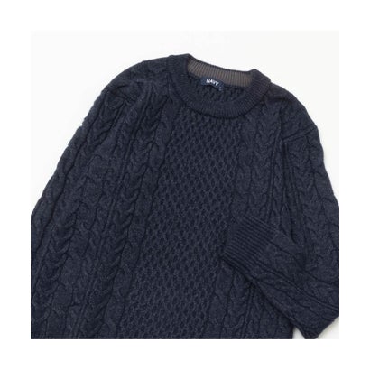 マックハウス Mac-House NAVY ネイビー 快適ニット ケーブルクルー メンズ T2ー23AWーMCー1 （ネイビー）(4)