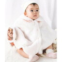 スラップ スリップ ベビー SLAP SLIP BABY 裾スカラップリボン付きフワフワファーマントベビー(50~90cm) (オフホワイト)