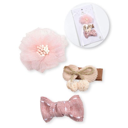 スラップ スリップ ベビー SLAP SLIP BABY リボンフラワーヘアクリップ3点セットベビー （シフォン(ピンク系)）