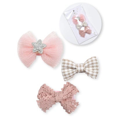 スラップ スリップ ベビー SLAP SLIP BABY リボンフラワーヘアクリップ3点セットベビー （リボン(ピンク)）