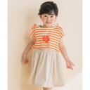 ノイユ エーム ベベ Noeil aime BeBe 【2点セット】ボーダーショートTシャツ&ランニングワンピース(90~130cm) (オレンジ系)