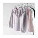 ブランシェス branshes 【WEB限定/DRC/やわらか天竺】前後2WAYフリル襟長袖Tシャツ (ラベンダー)