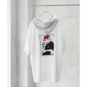 マックハウス Mac-House RED CAP GIRL レッドキャップガール ポンチ素材 バックプリント 配色フードTシャツ 24344 (ホワイト)