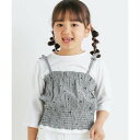 スラップ スリップ SLAP SLIP 【お揃い】ギンガムチェックストライプ柄ビスチェドッキング7分袖Tシャツ(80~1 (ブラック系(チェック柄))