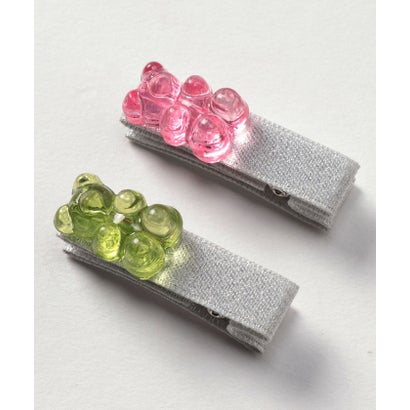 プティマイン petit main ベアヘアクリップ2P （L・ピンク）