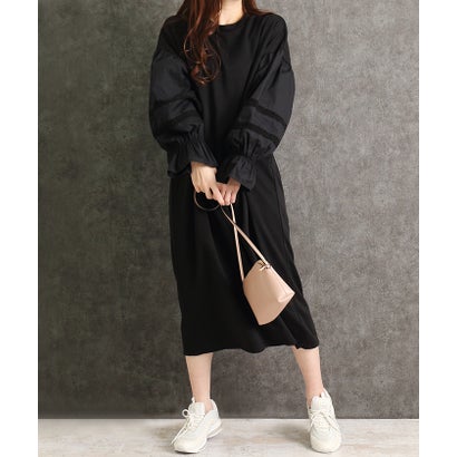 マーサ MARTHA Tブラウスバルーンスリーブワンピース (ブラック)