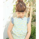 ベベ BeBe 【お揃い】フラワーガーデンフリル袖ブラウス(100~150cm) (ブルー系)