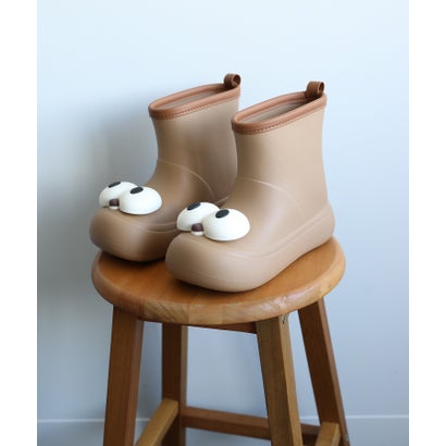 アイモハ aimoha 【shoes365】かわいい大きな目 子供用レインブーツ （ベージュ）