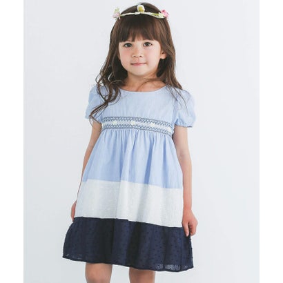 スラップ スリップ SLAP SLIP スモッキングレース切り替えティアードワンピース(80~140cm) （ブルー系）