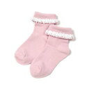 ベベ BeBe 折り返しフラワーレースソックス(11~24cm) (ピンク)
