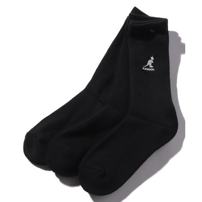カンゴール KANGOL C 無地3Pソックス (ブラック)