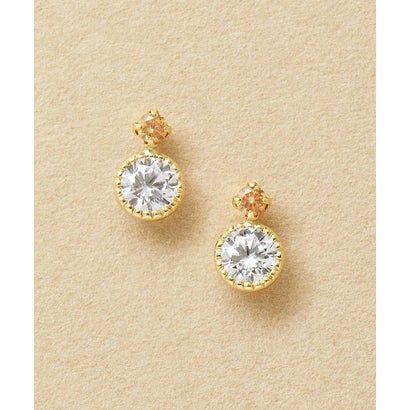 テイクアップ TAKE-UP K10 シャンパンカラー ラウンド ワンポイントピアス(YG) （イエローゴールド）