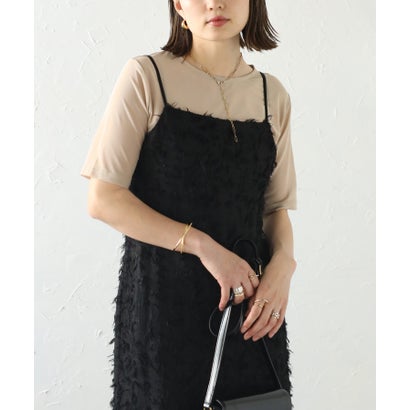 ボンジュールサガン BONJOUR SAGAN クルーネックハーフスリーブシアープルオーバー (BEIGE)