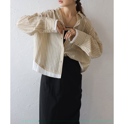 ボンジュールサガン BONJOUR SAGAN シアーストライプレイヤード風シャツ （LIGHT-BEIGE）のサムネイル