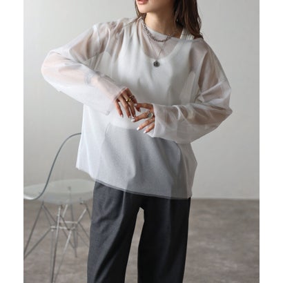 ボンジュールサガン BONJOUR SAGAN ラメチュールレイヤードプルオーバー (LIGHT-GRAY) ボンジュールサガン BONJOUR SAGAN ラメチュールレイヤードプルオーバー (LIGHT-GRAY)