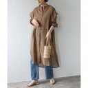 ボンジュールサガン BONJOUR SAGAN バンドカラーデザインシャツワンピース (MOCHA)