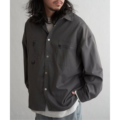 ヴァンス エクスチェンジ VENCE EXCHANGE ツイルオーバーサイズシャツ (グレイ)