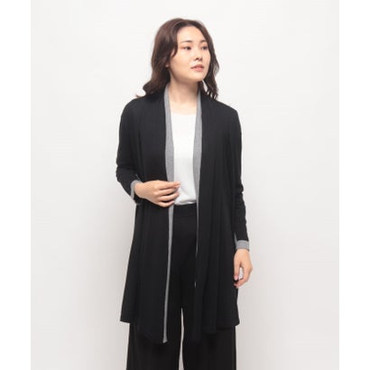 マダム ジョコンダ MADAM JOCONDE バイカラー 天竺×リブニットカーディガン （ブラック）