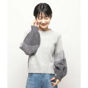 ミス ジェイ MISS J 配色バルーンスリーブニットプルオーバー (グレー)