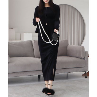 ロイヤルパーティー ROYAL PARTY ドロストスリットスカート （ブラック）