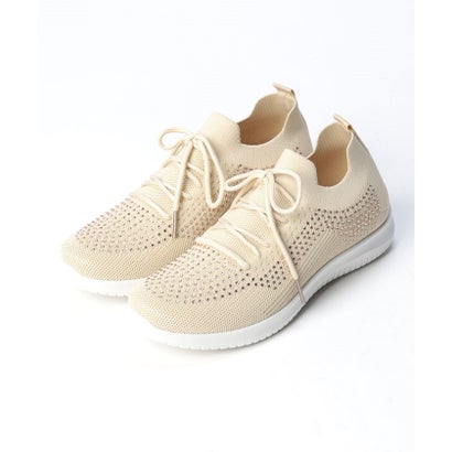 ノースデイト North Date 【Risata/リサタ】ラインストーン付きニットレースアップ （ベージュ）