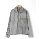 サロンハミュー Salong hameu 【Salong hameu】ビッグシルエット クレイジーストライプシャツ /CPOシャツ 長袖 メンズ アウター シャツ (ブラック)