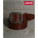 マルカワ MARUKAWA 【Levi's/リーバイス】40mm 本革 バットウイングロゴ スクエアレザーベルト メンズ ベルト レザー (ダークブラウン)