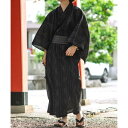 シトリー SITRY 【SITRY】しじら織り 浴衣 4点セット(浴衣+ワンタッチ帯+腰紐+巾着) メンズ 紳士 浴衣 祭り 花火 行楽 夏休み (ブラック)