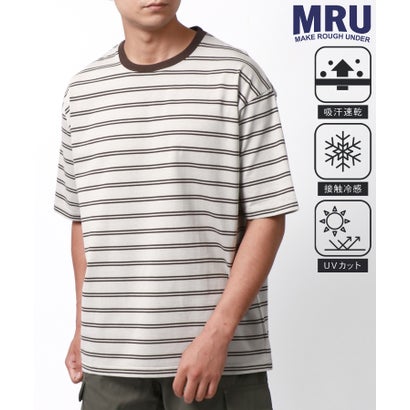 マルカワ MARUKAWA 【MRU/エムアールユー】接触冷感 速乾 高機能 ボーダー 半袖Tシャツ カットソー メンズ （ベージュ）