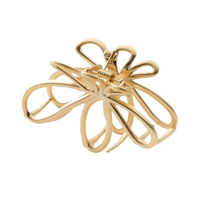 クリームドット Cream dot. 大人可愛いフラワーメタルフレームのバンスクリップ （B：ゴールド）