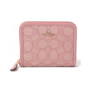 コーチ COACH COACH コーチ CH389 2つ折り財布 ジャガード ラウンドZIPファスナー 小銭入無 (ピンク/ライトブラウン)(4)