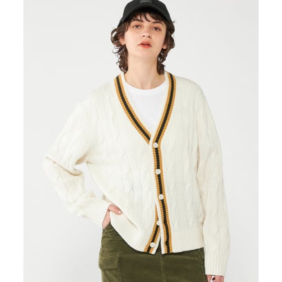 トミージーンズ TOMMY JEANS ケーブルVネックカーディガン （ホワイト）