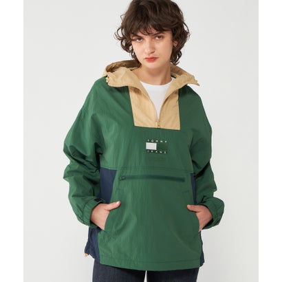 トミージーンズ TOMMY JEANS カラーブロックリップストップアノラック (グリーン)