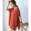 ブージュルード Bou Jeloud 前後2WAYさらさらポンチョニットトップス (ORANGE)