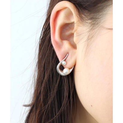 スリーフォータイム Three Four Time メタル×パールインサートイヤリング (シルバー)