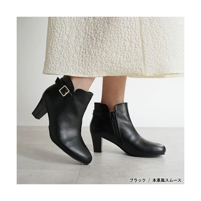 アレッタ ALETTA 究極のレインブーティ 防水レインブーツ 6.5cm太ヒール 雨天兼用 外反ぎみ・甲高幅広さんも履きやすい 痛くなりにくい 日本人向け足型靴 レディース靴 ブ （ブラック（本革のサムネイル