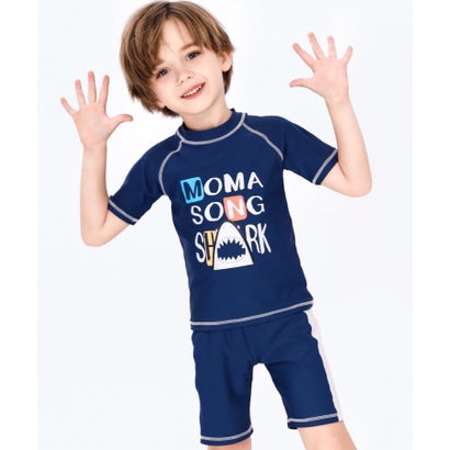 テディショップ Teddyshop キッズ水着 半袖シャーク柄トップス+ショートパンツ+ス...