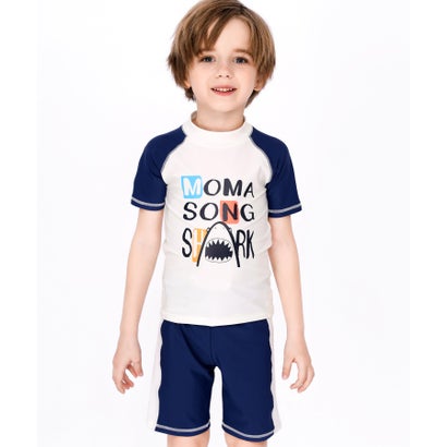 テディショップ Teddyshop キッズ水着 半袖シャーク柄トップス+ショートパンツ+ス...